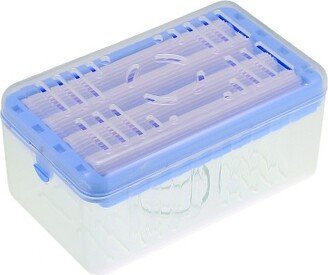Unique Bargains Keep Soap Dry Soap Dish with Drain Multifunctional Soap Dish Soap Cleaning Storage Foaming Box Blue