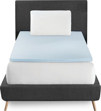 BodiPEDIC Back to Campus 1.5 Memory Foam Topper and Pillow Bedding Bundle, Twin