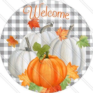 Welcome Sign - Fall Wreath Autumn Pumpkin Metal