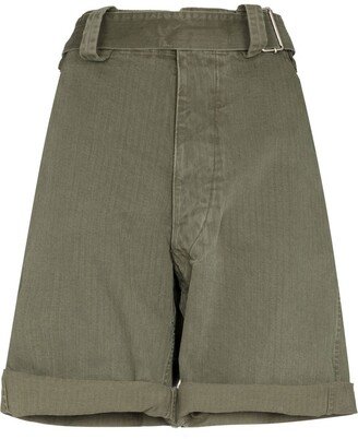 Belted-Waist Cotton Shorts