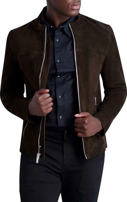 Mockneck Suede Leather Jacket