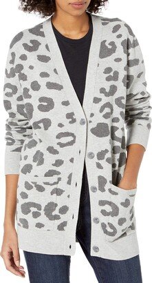 Women's Ultra-Soft Leopard Jacquard Cardigan Sweater