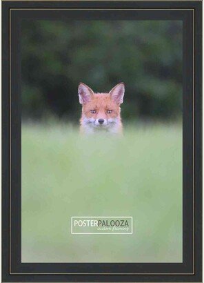 PosterPalooza 22x34 Contemporary Black Complete Wood Picture Frame with UV Acrylic, Foam Board Backing, & Hardware