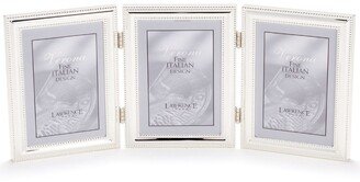 510745T Silver Plated Double Bead Hinged Triple Picture Frame - 4