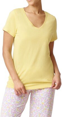 Women's Solid Short Sleeve V-Neck Pajama T-shirt