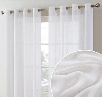Sierra Burlap Flax Linen Semi Sheer Privacy Light Filtering Transparent Window Grommet Thick Curtains Drapery Panels for Office & Living Room,
