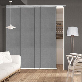 Woven Gray 3-Panel Blind, Single Rail Satin Nickel Panel Track 36-66