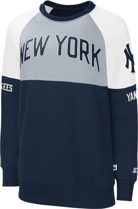 Women's Starter Navy, Gray New York Yankees Baseline Raglan Pullover Sweatshirt - Navy, Gray