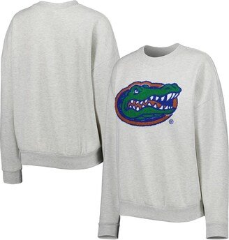 Women's Gameday Couture Heather Gray Florida Gators Chenille Patch Fleece Pullover Sweatshirt