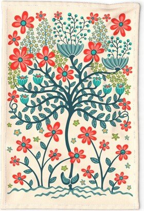 Floral Tea Towel - Flower Burst By Unblinkstudio-By-Jackietahara Botanical Still Life Linen Cotton Canvas Spoonflower