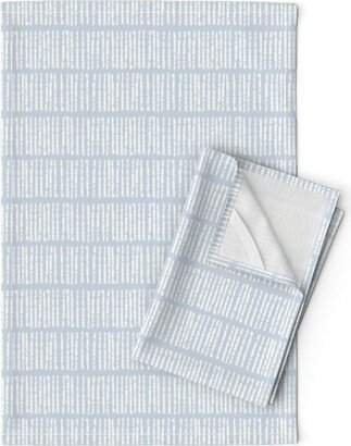 Transitional Stripes Tea Towels | Set Of 2 - Blue Dash By Pipaluk Co Nautical Nursery Beach House Linen Cotton Spoonflower