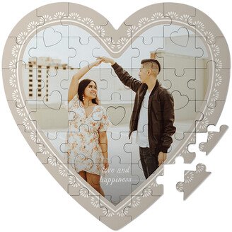 Keepsake Puzzles: Boho Border Keepsake Puzzle, Heart, Keepsake, Beige