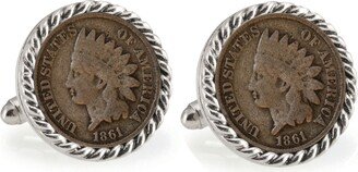 American Coin Treasures Civil War Indian Head Penny Rope Bezel Coin Cuff Links