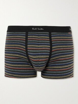 Striped Stretch-Cotton Boxer Briefs-AB