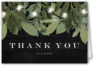 Wedding Thank You Cards: Lit Foliage Wedding Thank You Card, Black, 3X5, Matte, Folded Smooth Cardstock