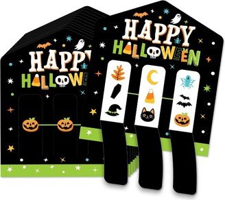 Big Dot of Happiness Jack-O'-Lantern Halloween - Kids Halloween Party Game Pickle Cards - Pull Tabs 3-in-a-Row - 12 Ct