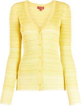 striped knitted V-neck cardigan