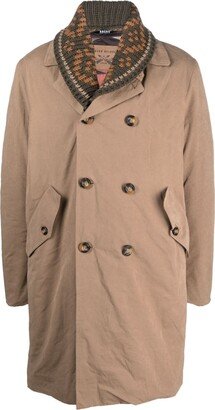 Detachable-Collar Double-Breasted Coat