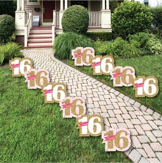 Big Dot Of Happiness Sweet 16 - Sweet Sixteen Lawn Decor - Outdoor Birthday Party Yard Decor - 10 Pc