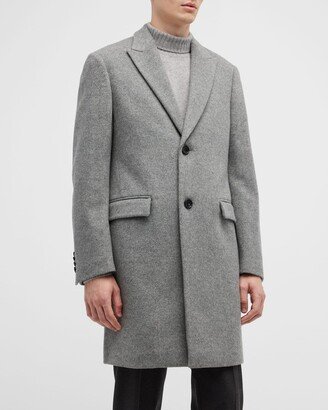 Men's Sutton Peak-Lapel Wool Topcoat