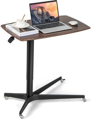 Mobile Standing Desk Pneumatic Adjustable Overbed Table Rolling Laptop Cart