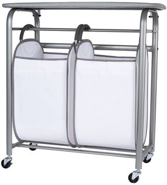 Easy Access Double Laundry Sorter with Folding Table