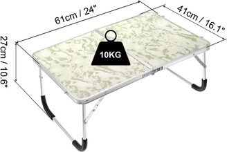 Unique Bargains Foldable Laptop Table, Portable Picnic Bed Tables Reading Desks - White Green