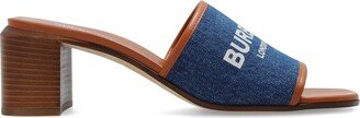 Wilma Logo-Printed Denim Mules