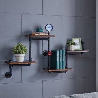 Industrial Rustic 4-tier Pipe Floating Shelves