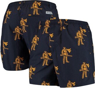 Men's Navy West Virginia Mountaineers Pfg Backcast Ii Omni-Shade Hybrid Shorts