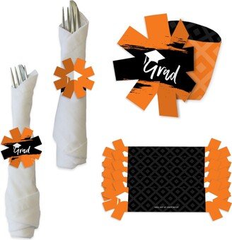 Big Dot Of Happiness Orange Grad Best is Yet to Come Graduation Party Paper Holder Napkin Rings 24 Ct