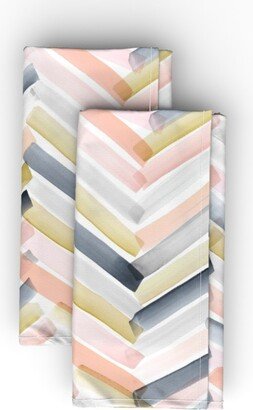 Cloth Napkins: Chevron - Blush And Navy Cloth Napkin, Longleaf Sateen Grand, Multicolor