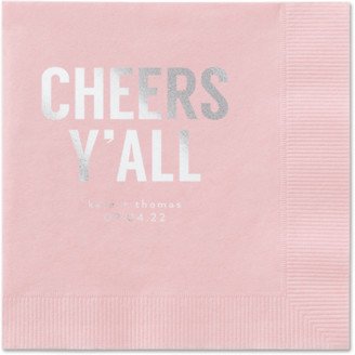 Wedding Napkins: Cheers Yall Napkin, Grey, Blush