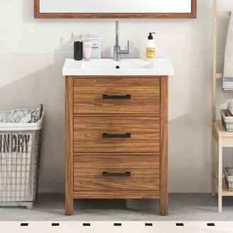 TONWIN 24'' Bathroom Vanity with Ceramic Basin Sink