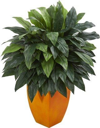 Cordyline Artificial Plant in Orange Planter