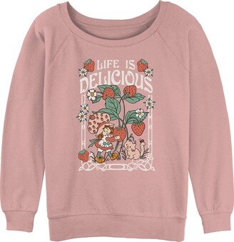 Women's Strawberry Shortcake SSC Nouveau Junior's Raglan Pullover with Coverstitch