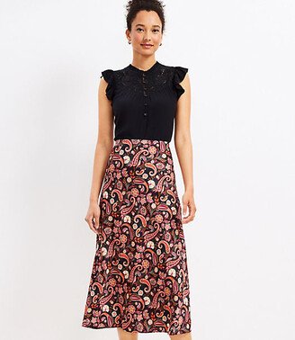 Petite Paisley Bias Midi Skirt-AA