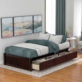 Twin Size Platform Storage Bed with 3 Drawers