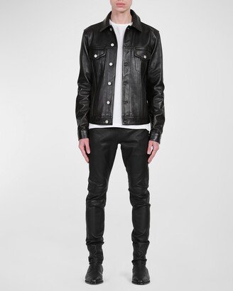 Men's Lambskin Leather Trucker Jacket