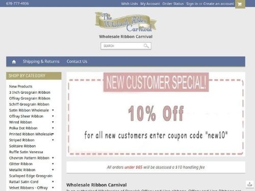 The Wholesale Ribbon Carnival Promo Codes & Coupons