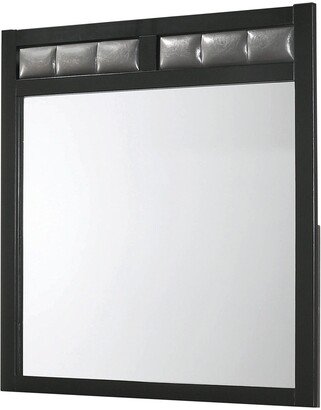 Furniture Carlton Black Upholstered Rectangular Dresser Mirror