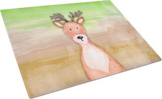 BB7435LCB Deer Watercolor Glass Cutting Board