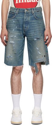 Indigo Distressed Denim Shorts