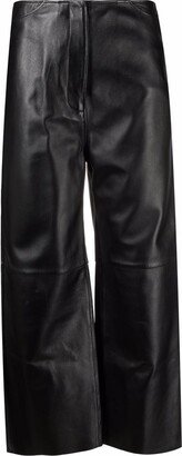 Cropped Leather Trousers-AB