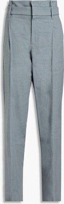 Linen-blend twill tapered pants