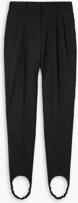 Pleated wool tapered stirrup pants