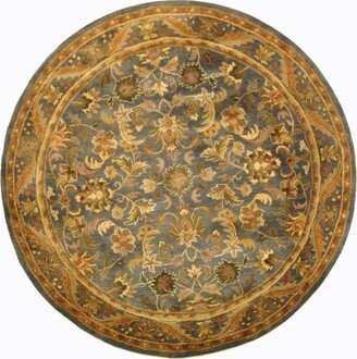 Antiquity At52 Blue and Gold 3'6 x 3'6 Round Area Rug