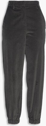 Cotton-velvet tapered pants