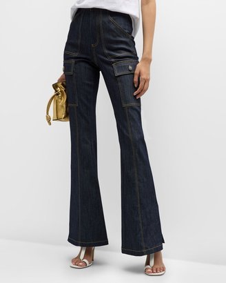 Maurice Topstitched Slit-Cuff Flare Pants