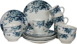 Traditional Blue Rose 16 Piece Dinnerware Set